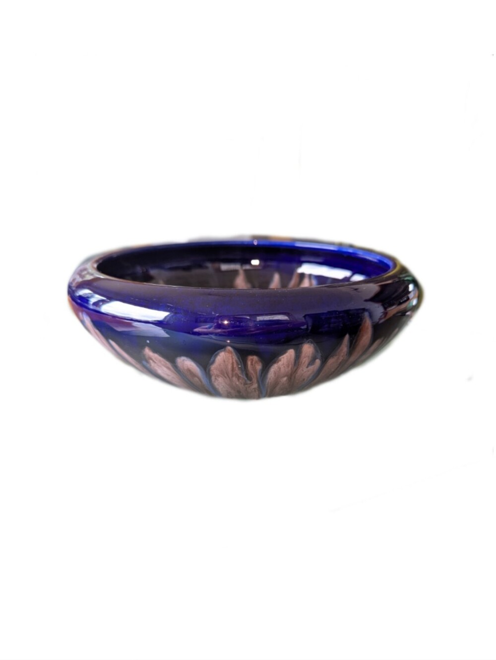 Glazed Ceramic Bowl - Cobalt Blue & Brown - Czechoslovakia